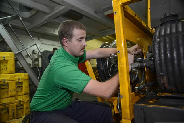 U.S. Navy Aviation Support Equipment Technician 2nd Class Joshua Fife repairs the heater coil from a power boss flight deck pressure washer in the hangar bay aboard the aircraft carrier USS Harry S. Truman (CVN 75) in the Persian Gulf Jan. 18, 2014. The Harry S. Truman was deployed to the U.S. 5th F. New Owner Pressure Washing Equipment Checklist: 3 Waves